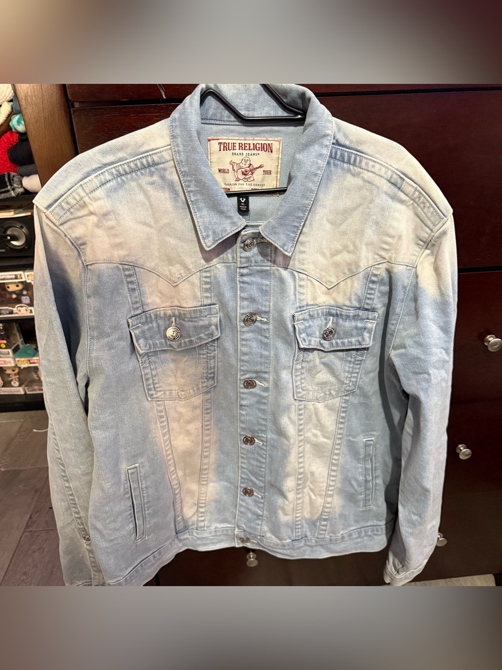True Religion Men's Light Wash Denim Jacket